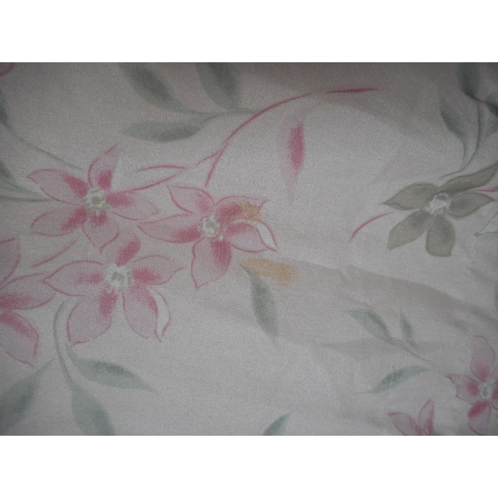 Vintage Sheer Pink Grey Green Floral rectangle scarf Estate Find - Picture 4 of 5